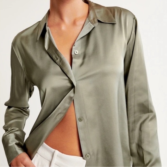 Abercrombie & Fitch Tops - Abercrombie & Fitch Olive Satin Blouse